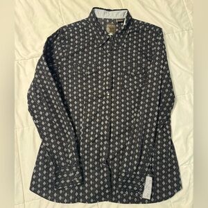 Roper Western Shirt Men XL Black Geometric Long Sleeve Button Rodeo Cotton